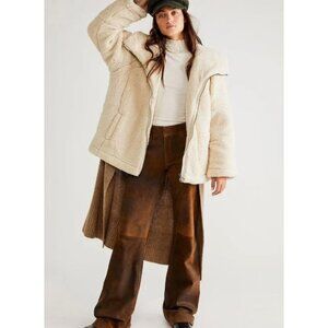 Free People We The Free Raya Cozy Jacket Womens Ivory Fleece Teddy Fur NWOT M